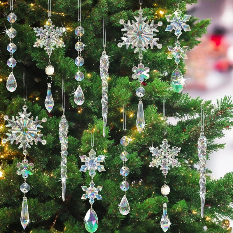 🎅🎄Winter New Year Party Supplies Set - Crystal Snowflake Ornaments For Christmas Tree